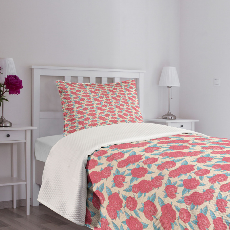 Gentle Rose Design Bedspread Set