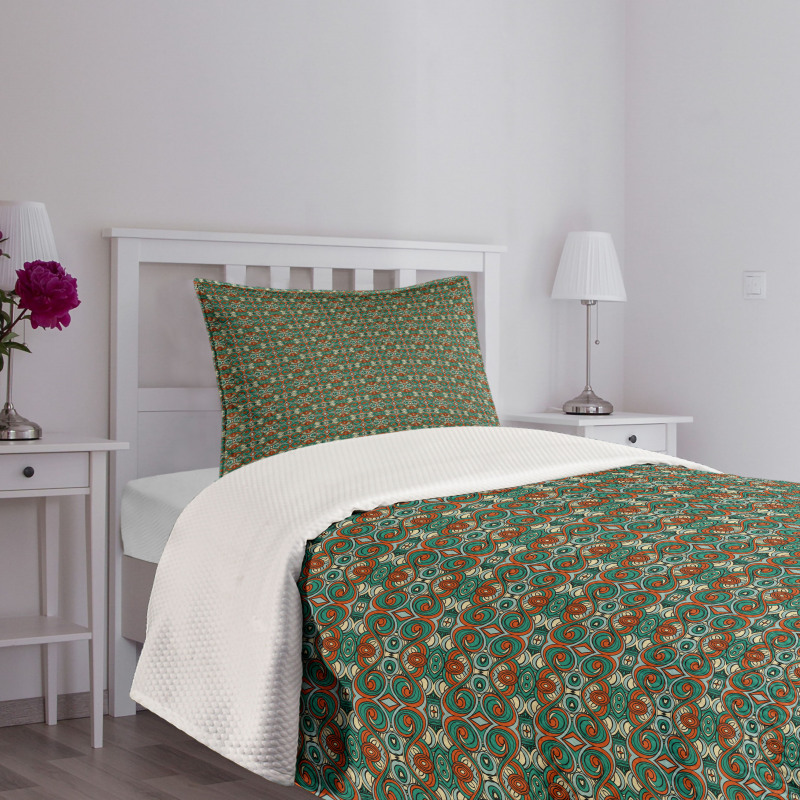 Abstract Swirling Motifs Bedspread Set