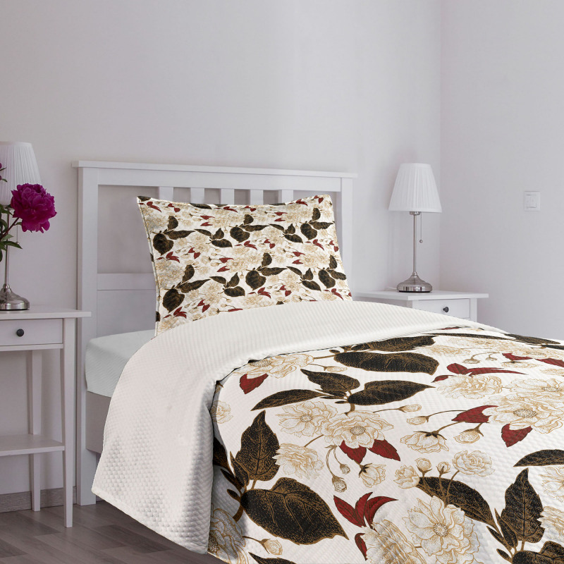 Chinese Plum Pattern Bedspread Set