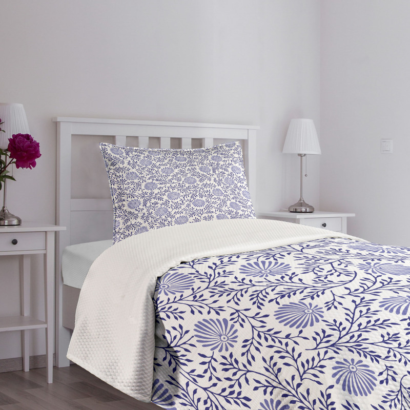 Japanese Bluebell Motif Bedspread Set