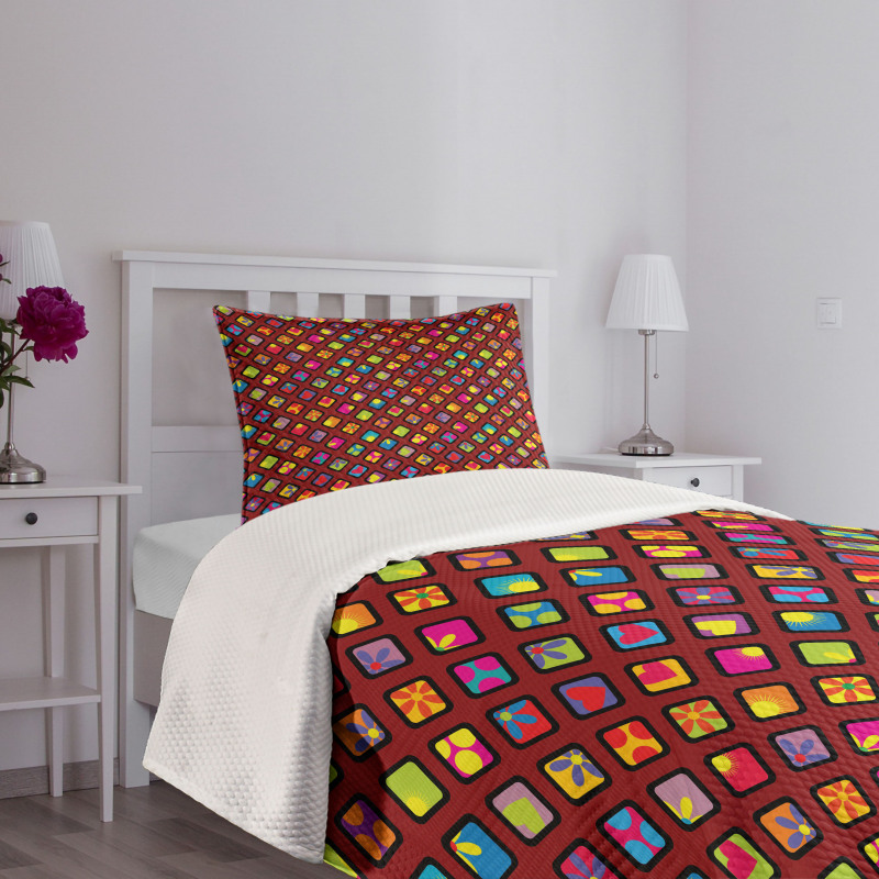 Colorful Rhombuses Bedspread Set