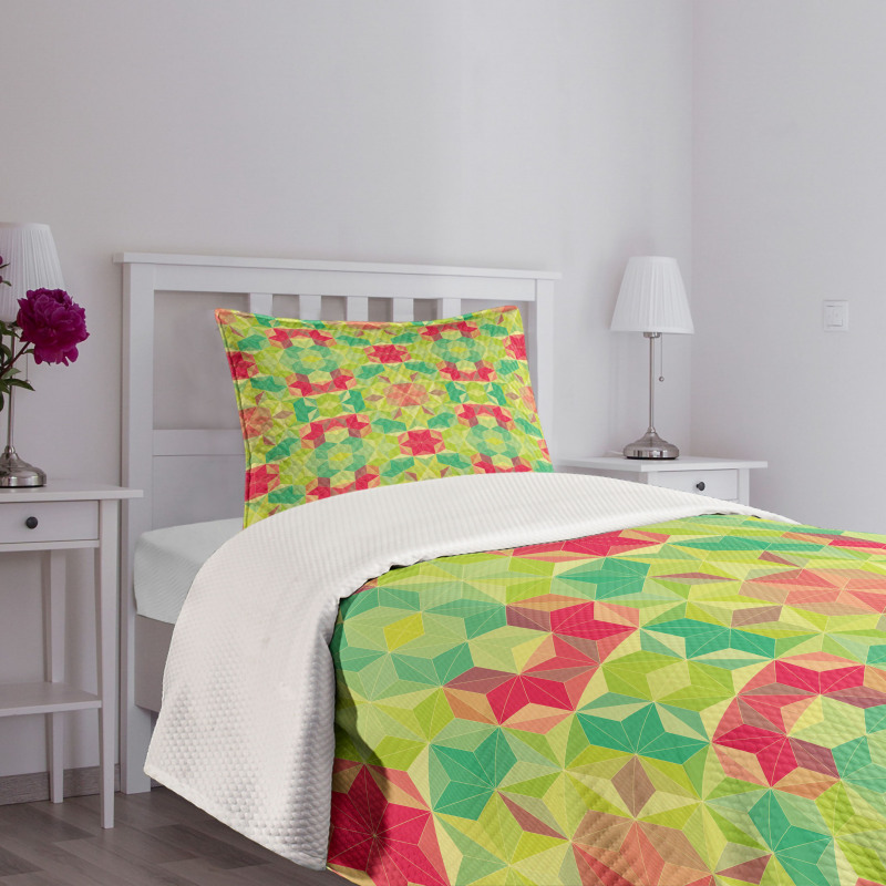 Mosaic Cubes Hexagon Bedspread Set