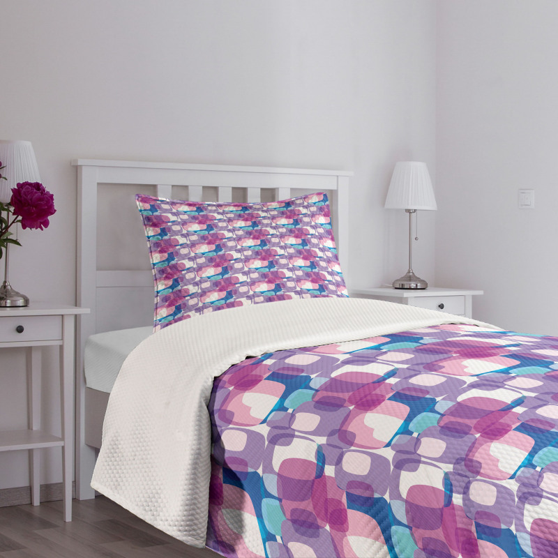 Pastel Colored Square Bedspread Set