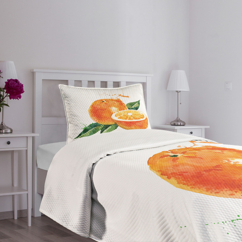 Watercolor Orange Art Bedspread Set