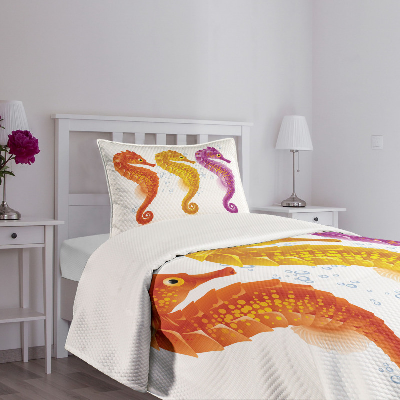 Seahorse Marine Tones Bedspread Set