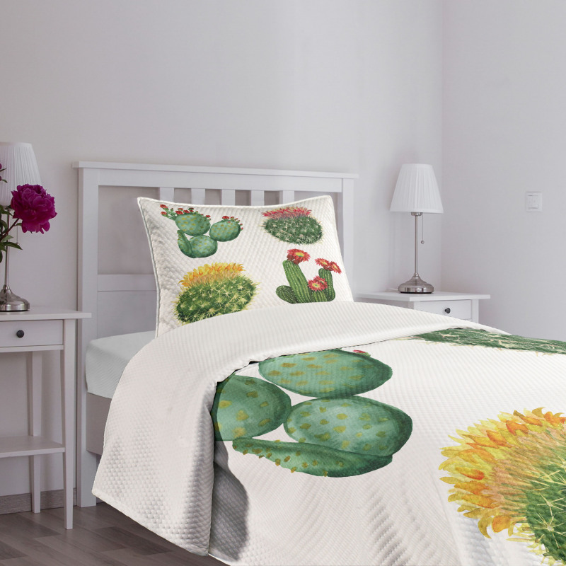 Watercolor Tropical Art Bedspread Set