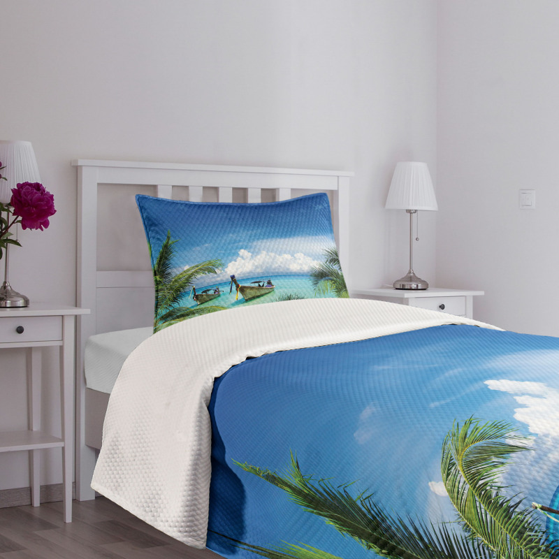 Palm Beach Fishing Boats Bedspread Set