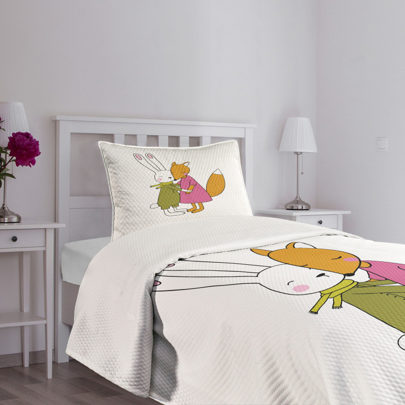 Fox and Hare Hugging Bedspread Set