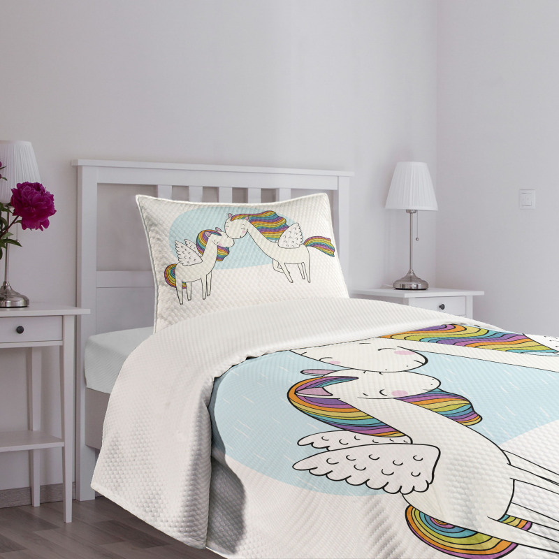 Colorful Pegasus Horses Bedspread Set