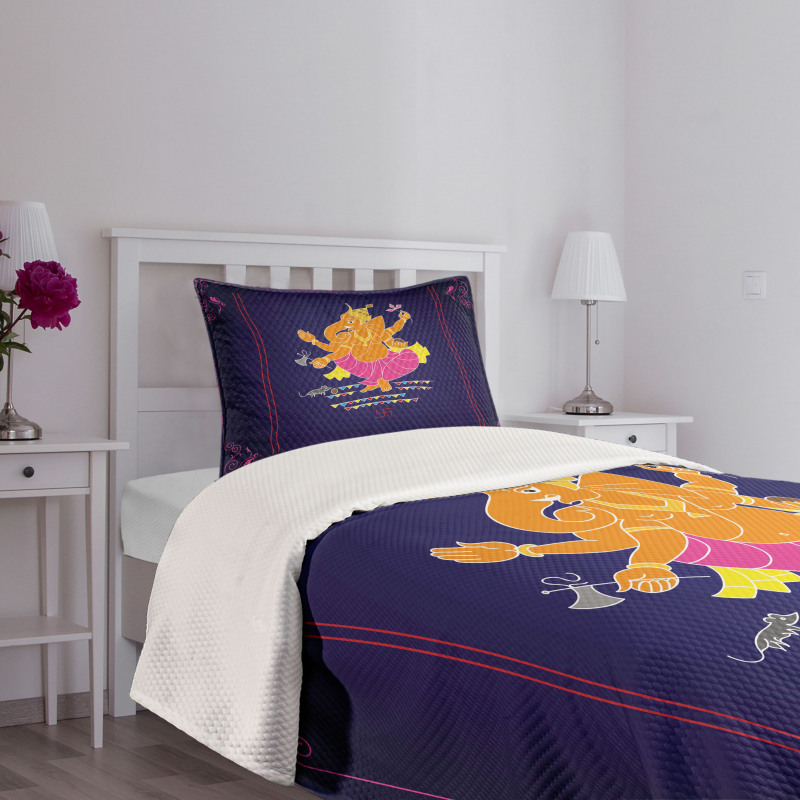 Elephant Illustration Bedspread Set