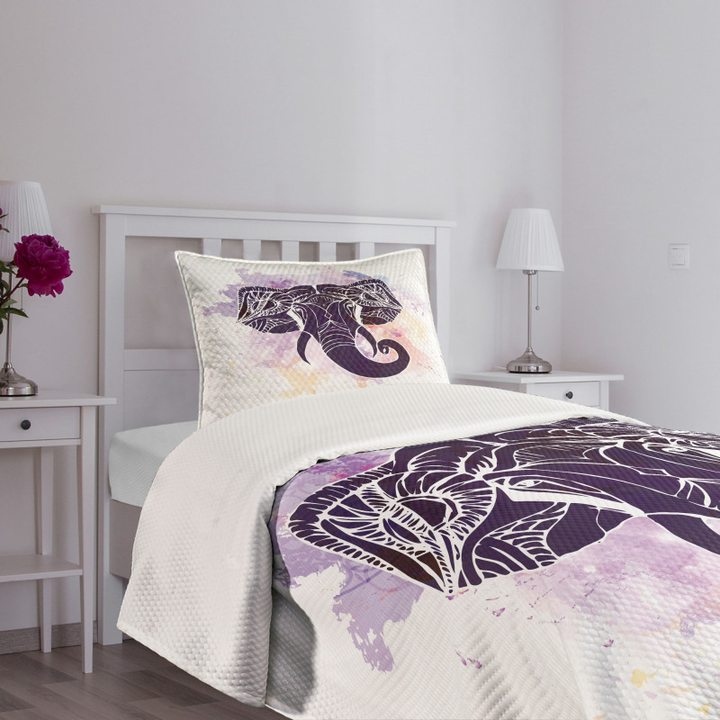 Watercolor Elephant Bedspread Set