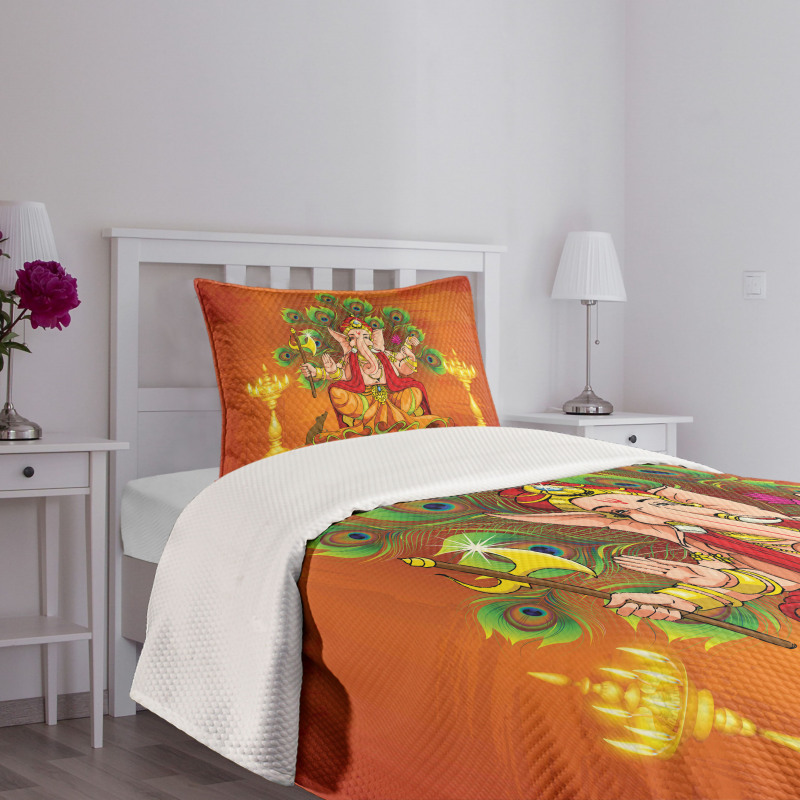 Asian Throne and Peacock Bedspread Set