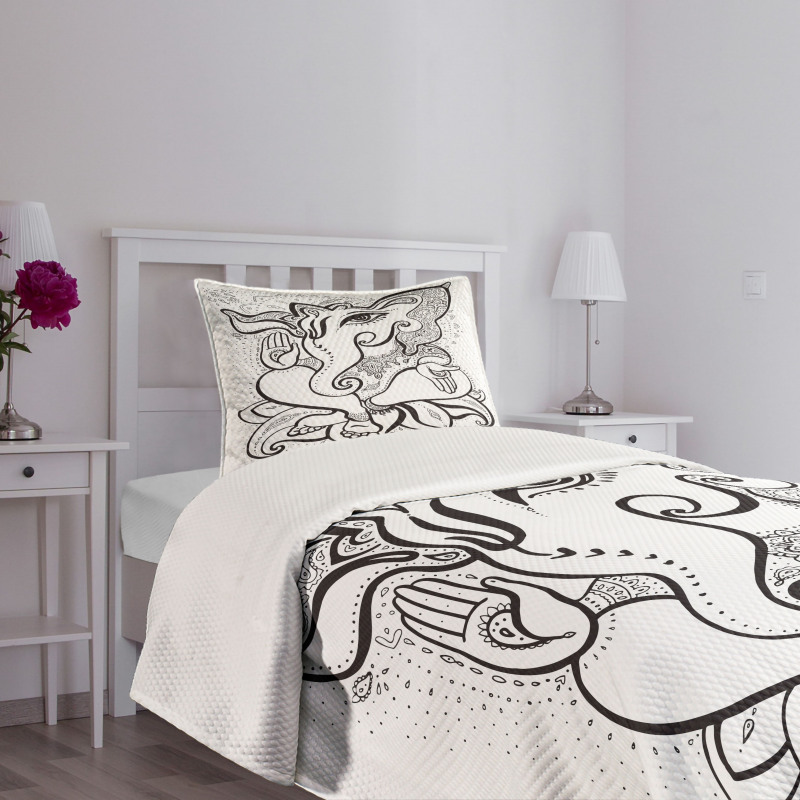 Oriental Symbol Elephant Bedspread Set