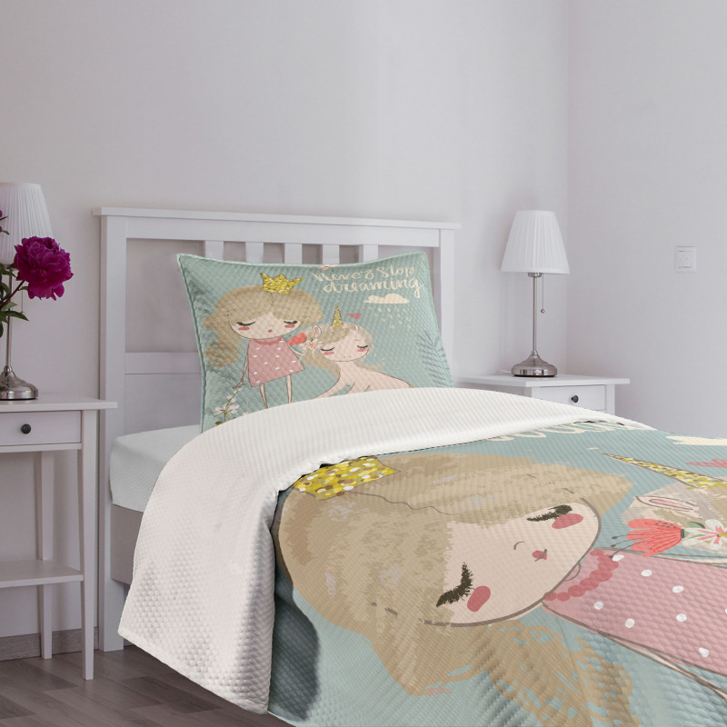 Princess Girl Unicorn Bedspread Set