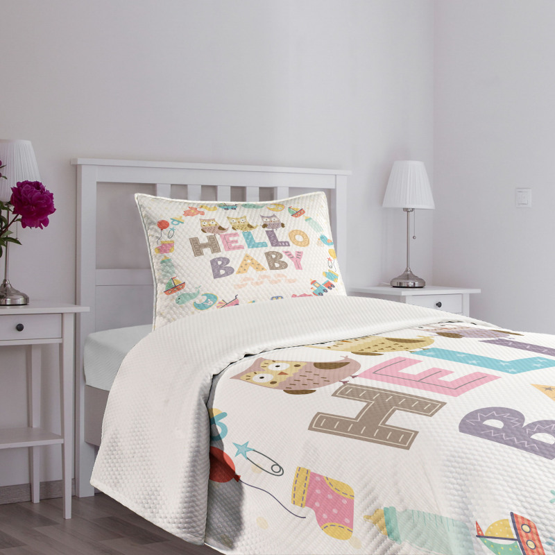 Hello Baby Owls Bedspread Set