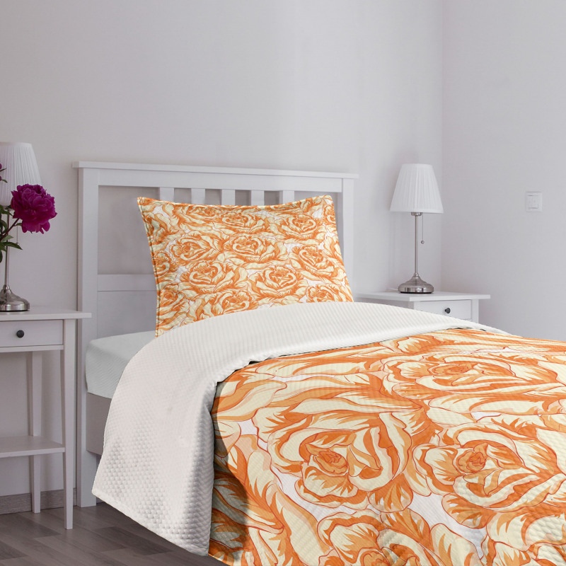 Romantic Love Flowers Bedspread Set