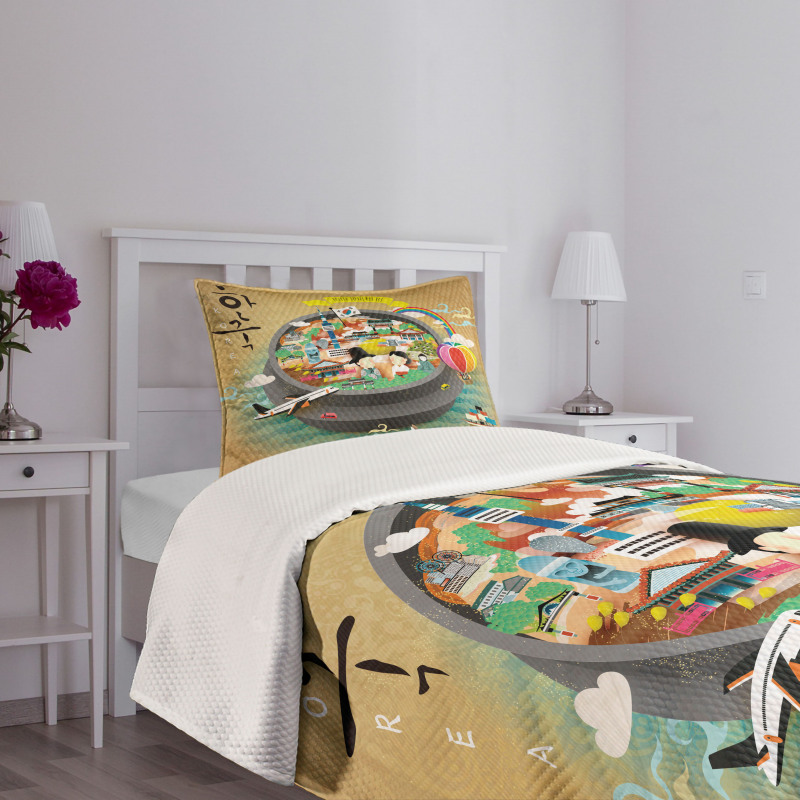 Cartoon Style Khimchi Pot Bedspread Set