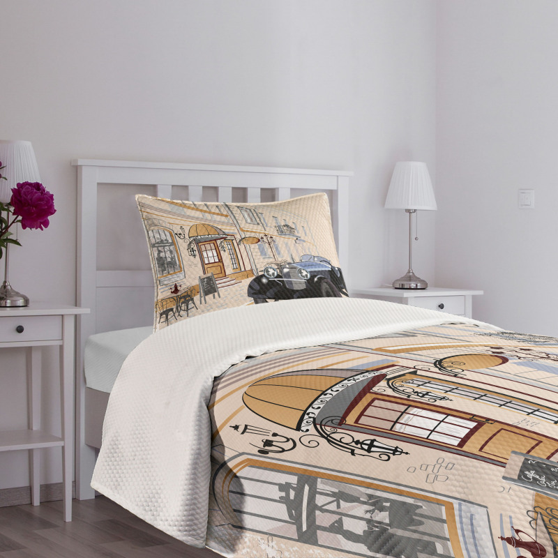 Old School Car Cafe Bedspread Set