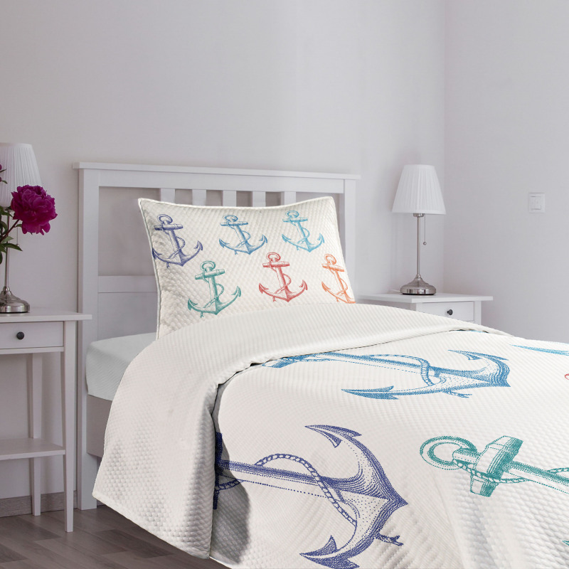 Colorful Anchor Marine Bedspread Set