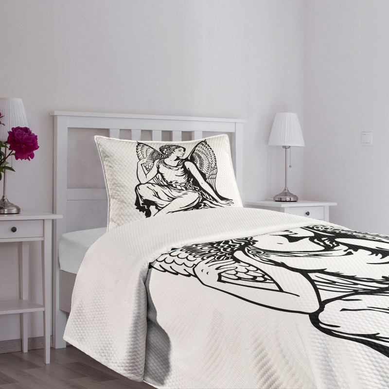 Young Angel Tattoo Bedspread Set