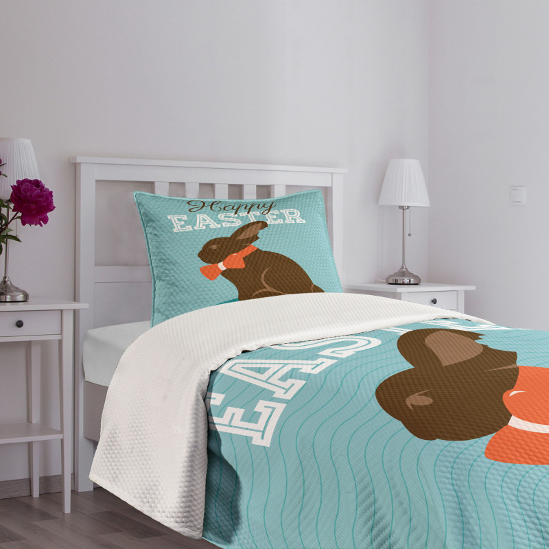 Chocolate Bunny with Bow Bedspread Set