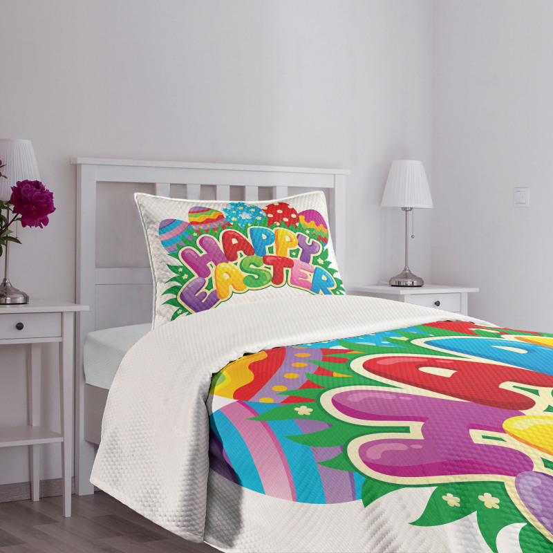 Cartoon Ornamental Eggs Bedspread Set