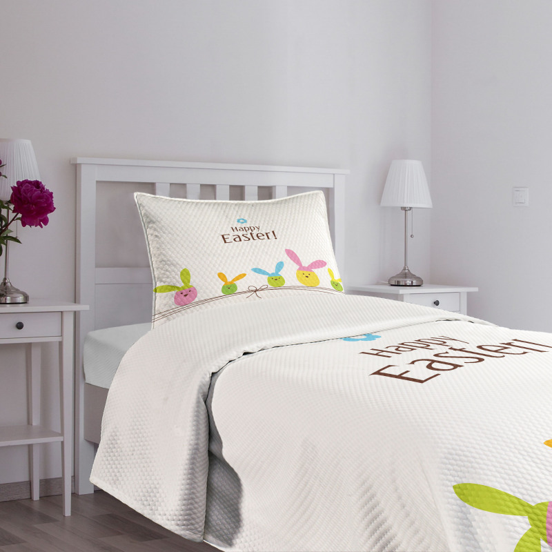 Simplistic Cartoon Eggs Bedspread Set