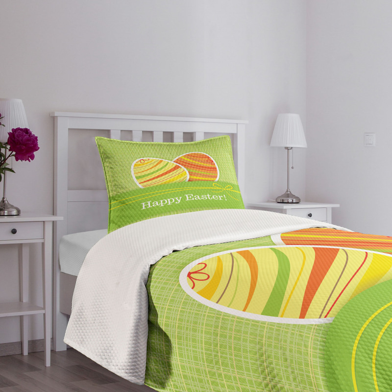 Striped Eggs Bedspread Set