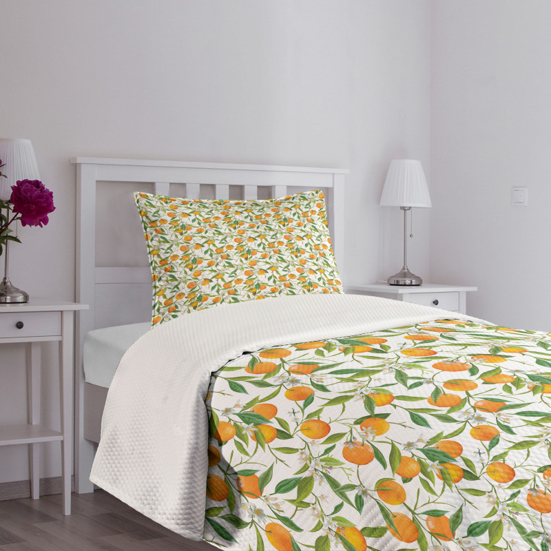 Orange Branch Bedspread Set