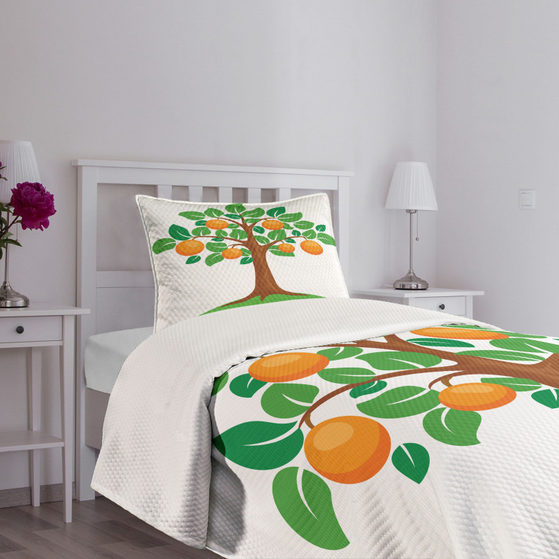 Orange Tree Design Bedspread Set