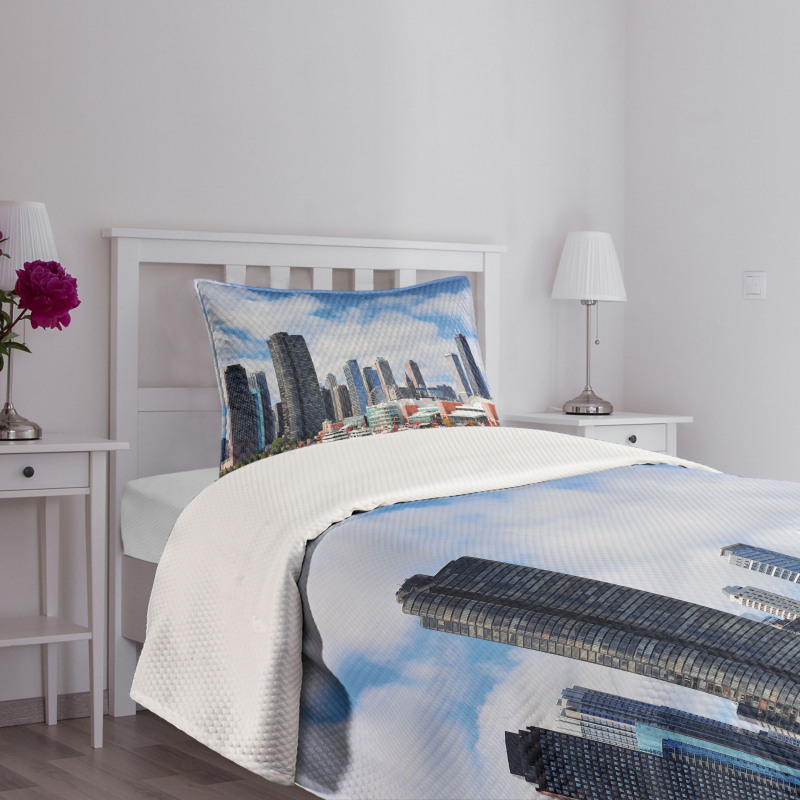 Cloudy Sky City Bedspread Set