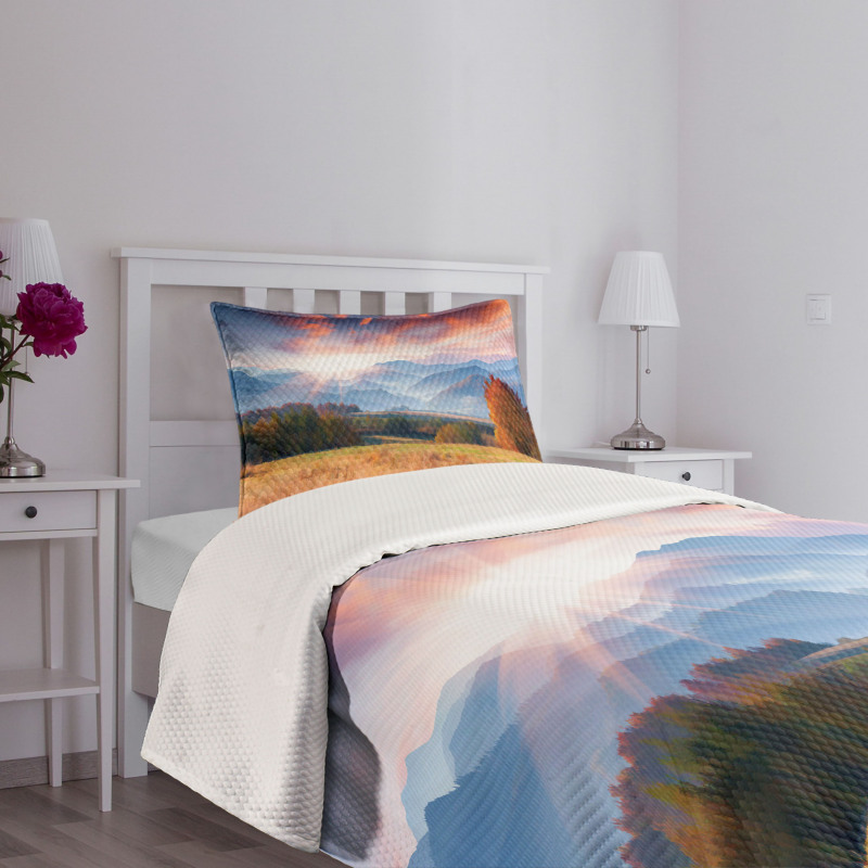 Colorful Fall Scene Bedspread Set