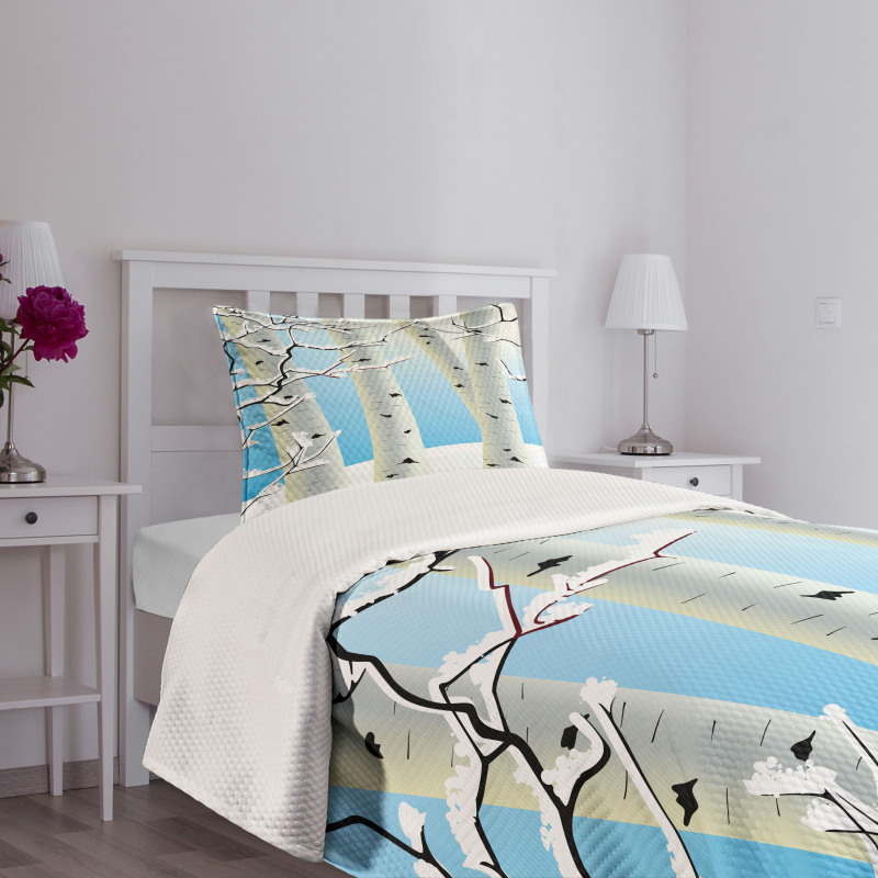 Seasonal Snow Forest Bedspread Set