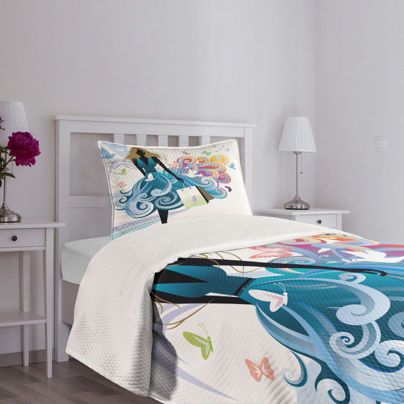 Shopping Woman Art Bedspread Set