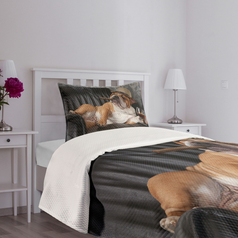 Humorous Dog Drinking Bedspread Set