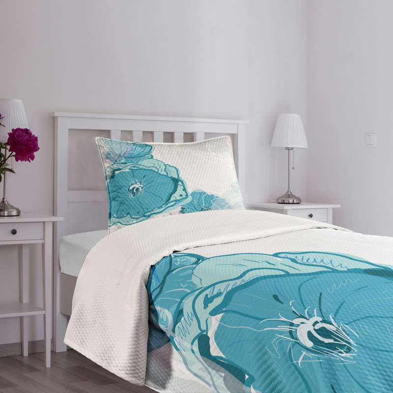 Blue Spring Blossoms Bedspread Set