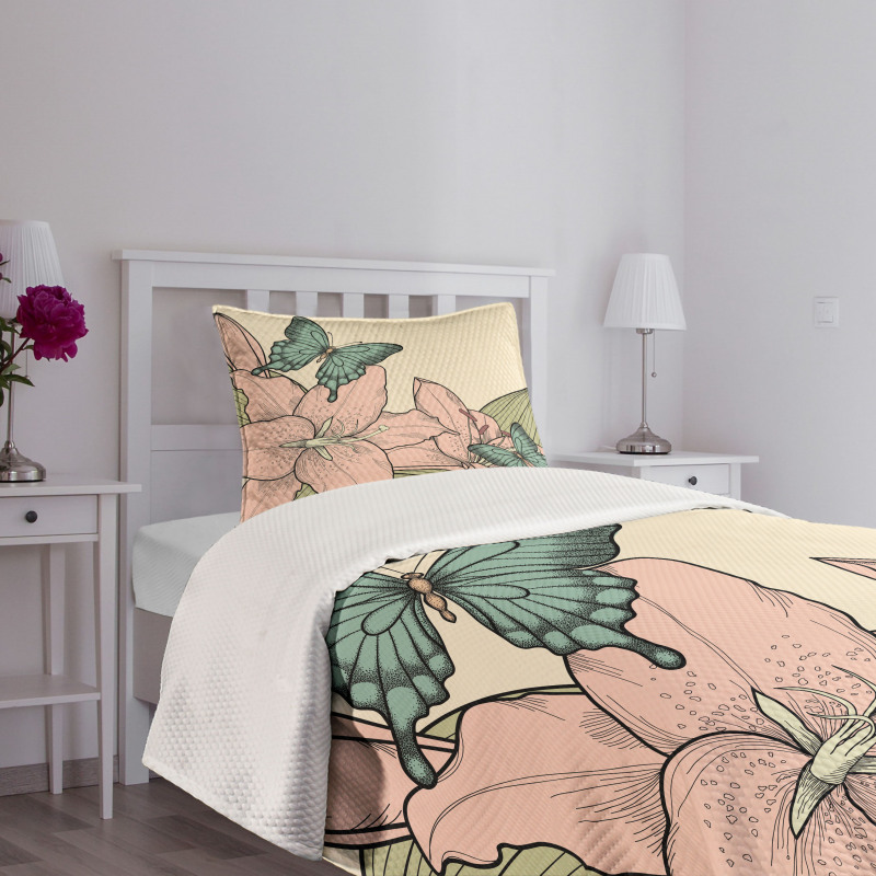 Butterflies and Lilies Bedspread Set