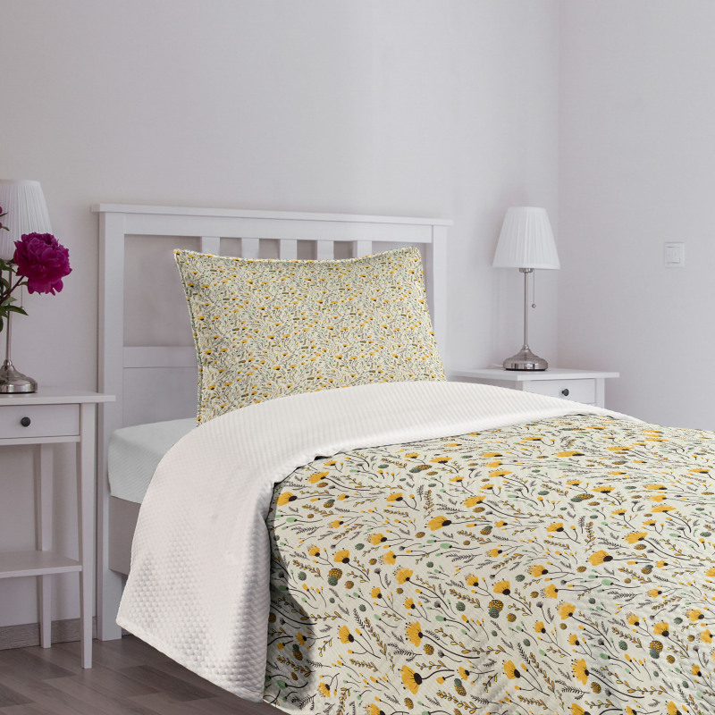 Yellow Spring Flowers Bedspread Set