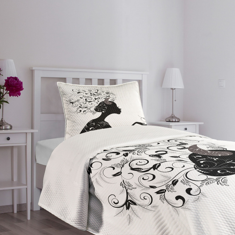 Floral Black Girl Bedspread Set