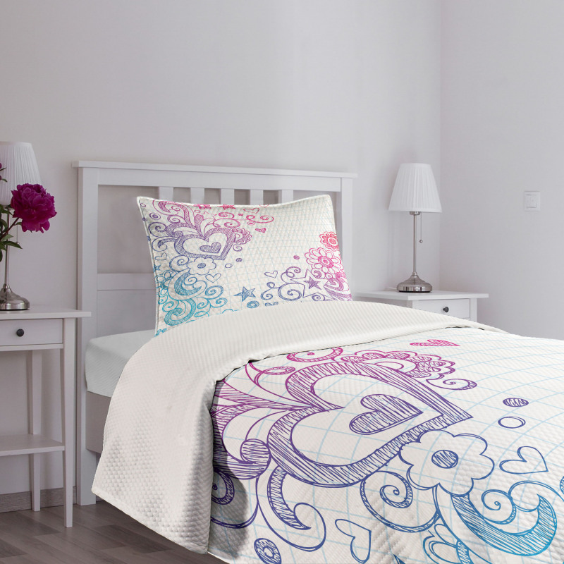 Valentines Day Swirls Bedspread Set