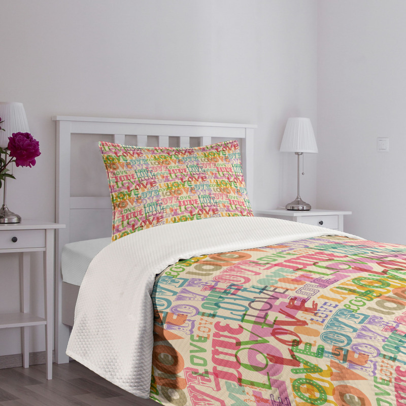 Colorful Romantic Engagement Bedspread Set