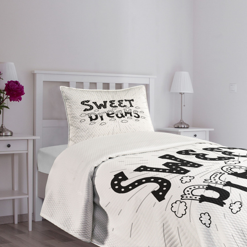 Retro Words Clouds Bedspread Set