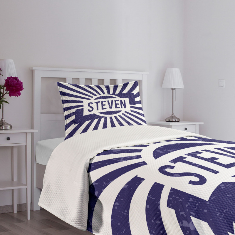 Name in Blue and White Bedspread Set