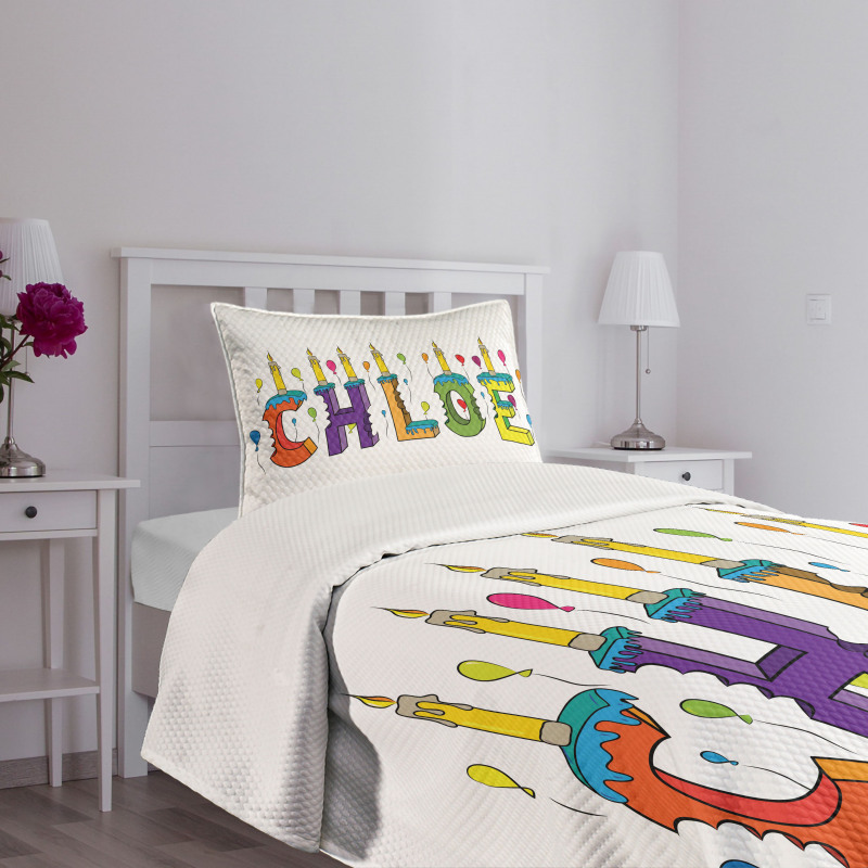 Cheerful Lettering Design Bedspread Set