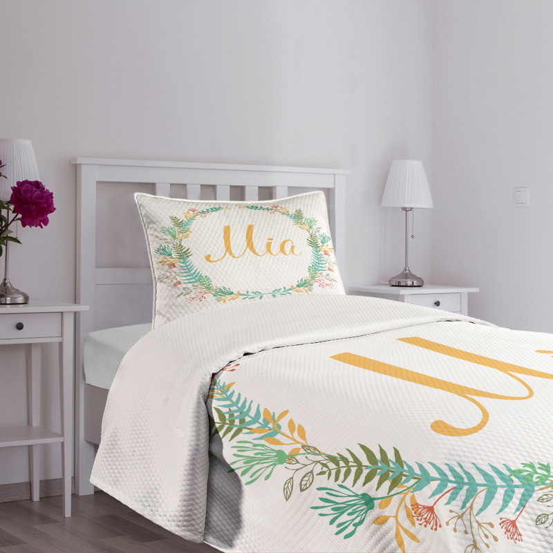 Frame of Flowers Ferns Bedspread Set