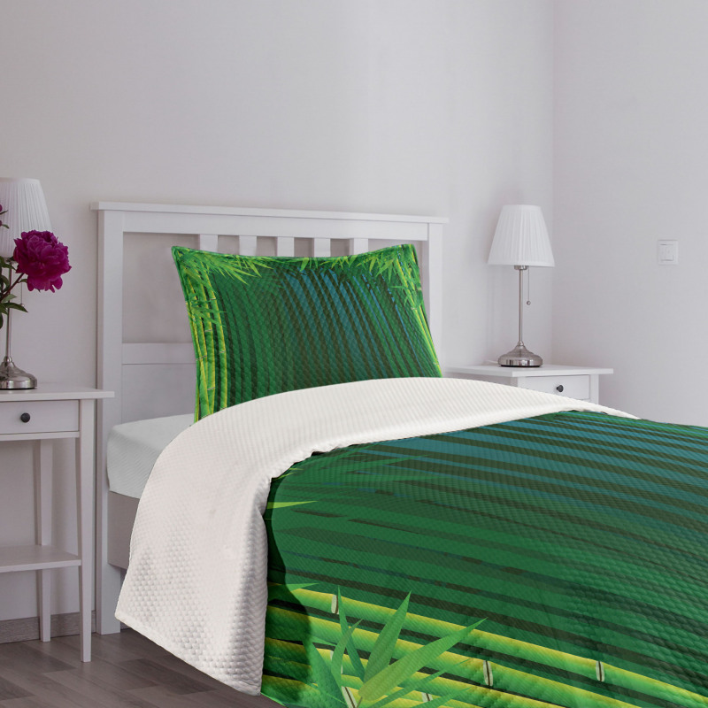 Green Leafy Branches Bedspread Set