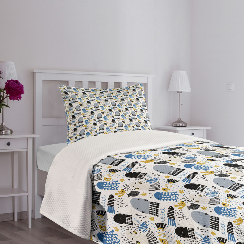 Funny Underwater Life Bedspread Set