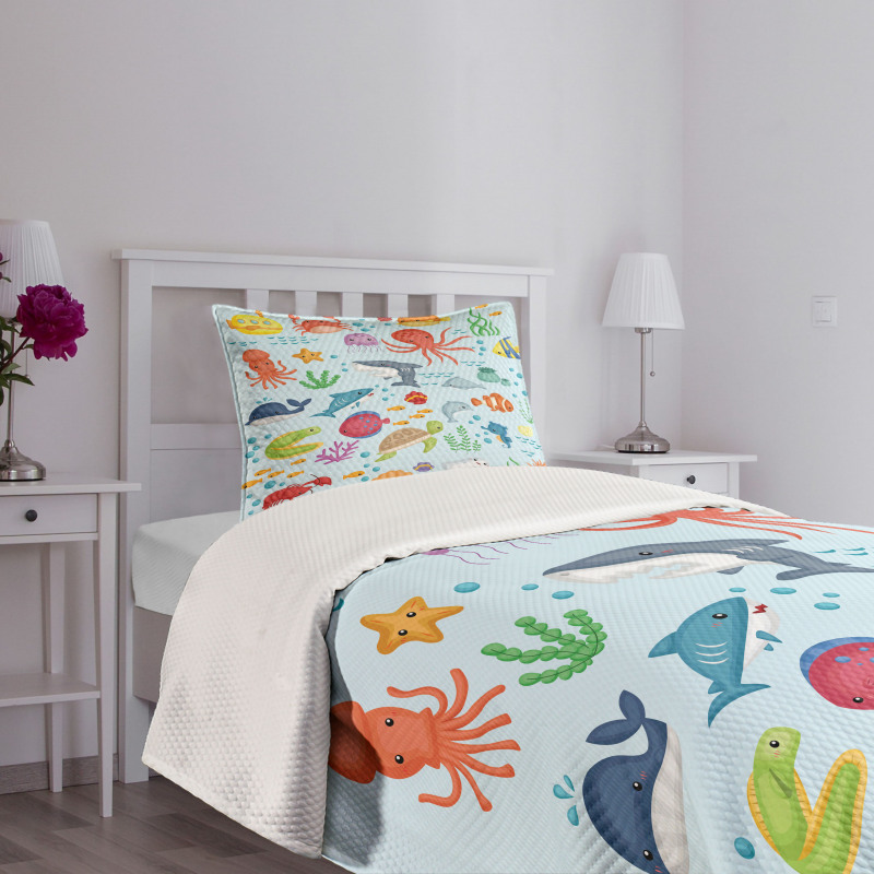 Sea Animals Submarine Bedspread Set