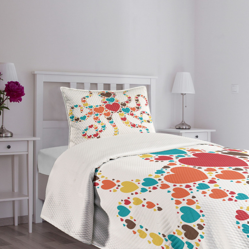 Shape with Hearts Love Bedspread Set