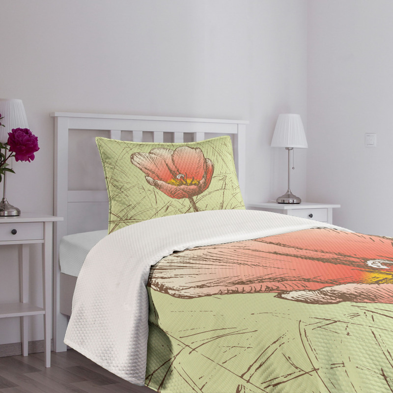 Romantic Flower Sketch Bedspread Set